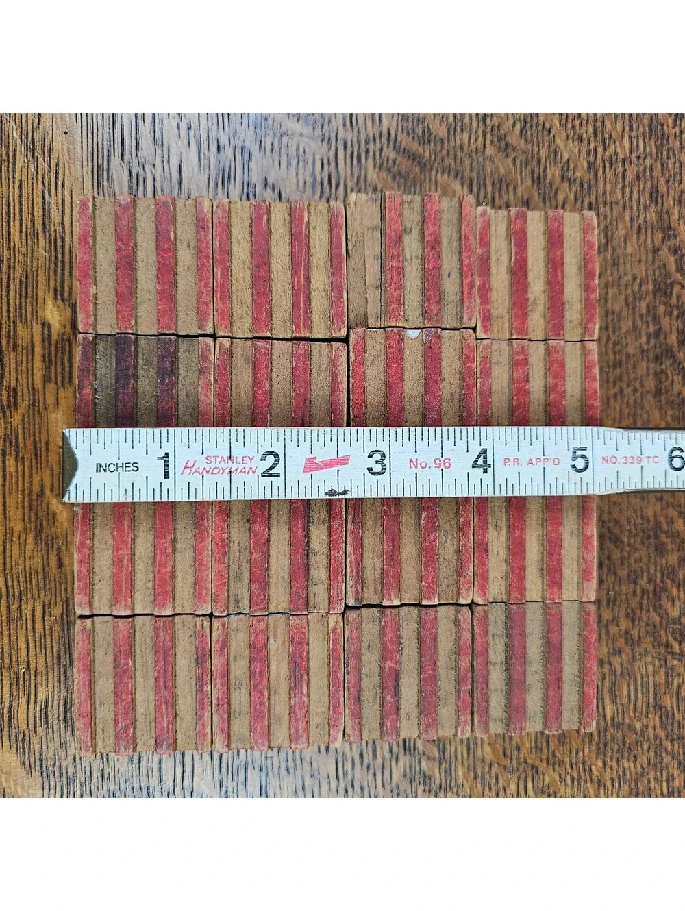 Vintage Interlocking Wooden Alphabet Blocks Lot 16 ABC Picture Toy Raised Stripe